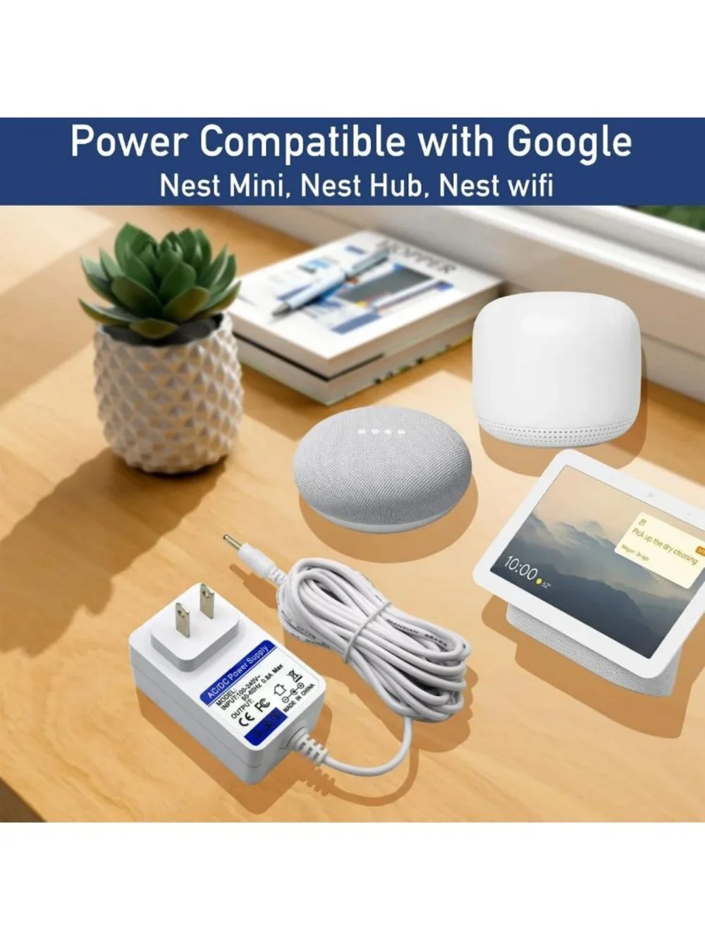 14V 1.1A Power Adapter for Smart Speakers & WiFi Routers - 11.5ft Charger Cord